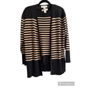 Vintage Women's Jones New York Striped Two Piece Oversized 100% Silk Sweater Set